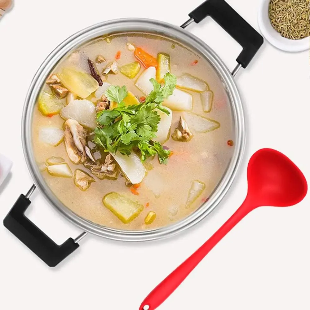 Louche en silicone antiadhésive résistante à la chaleur, grand modèle à long manche pour la cuisine 4