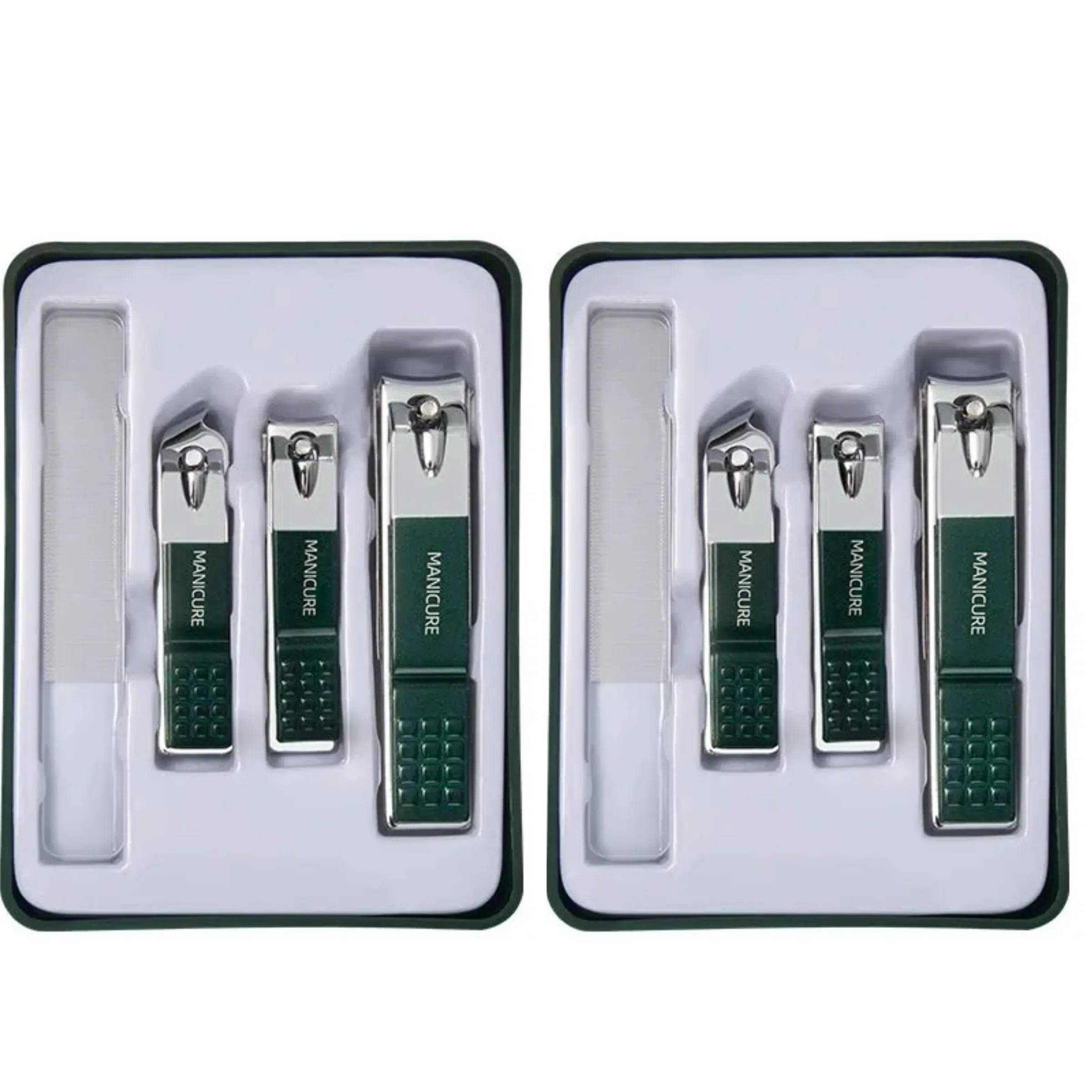 Ensemble de coupe-ongles en acier inoxydable, 1 ou 4 pièces, outil de beauté pour manucure et pédicure, coupe-ongles anti-éclaboussures pour doigts et orteils 12