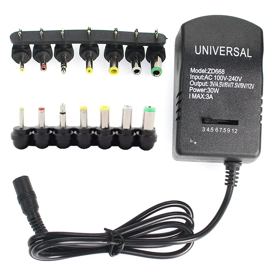 Adaptateur secteur réglable 3 V à 12 V, convertisseur AC 220 V vers DC, 7 à 30 W, prises EU/US - Image 1
