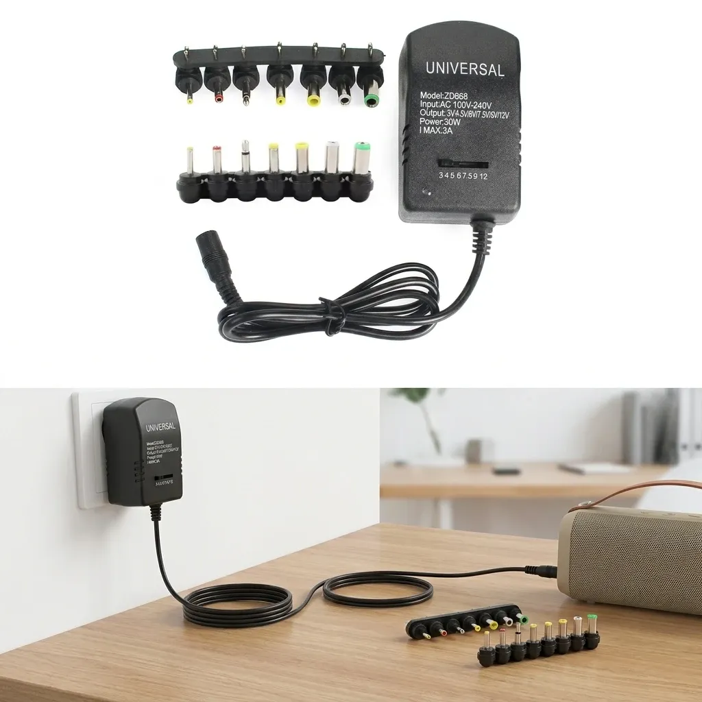 Adaptateur secteur réglable 3 V à 12 V, convertisseur AC 220 V vers DC, 7 à 30 W, prises EU/US 2