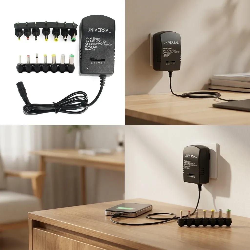 Adaptateur secteur réglable 3 V à 12 V, convertisseur AC 220 V vers DC, 7 à 30 W, prises EU/US 6