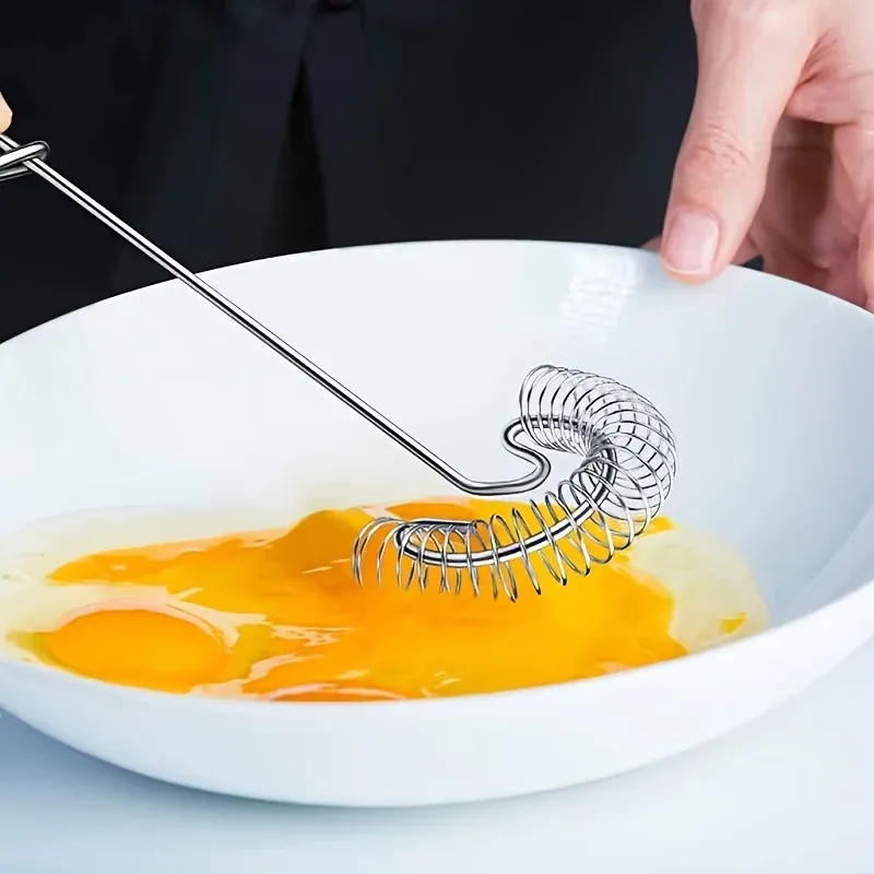 Batteur à œufs à ressort en acier inoxydable, mini fouet mélangeur pour sauces et mousseur à lait 5