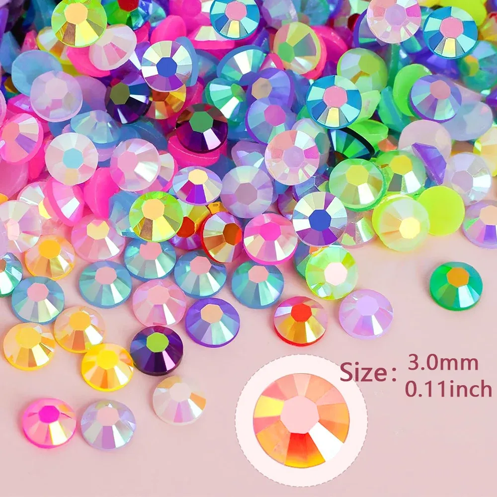Kit de 15 strass plats en résine effet gelée 3 mm avec 3 colles B7000 de 10 ml pour nail art et décoration 2