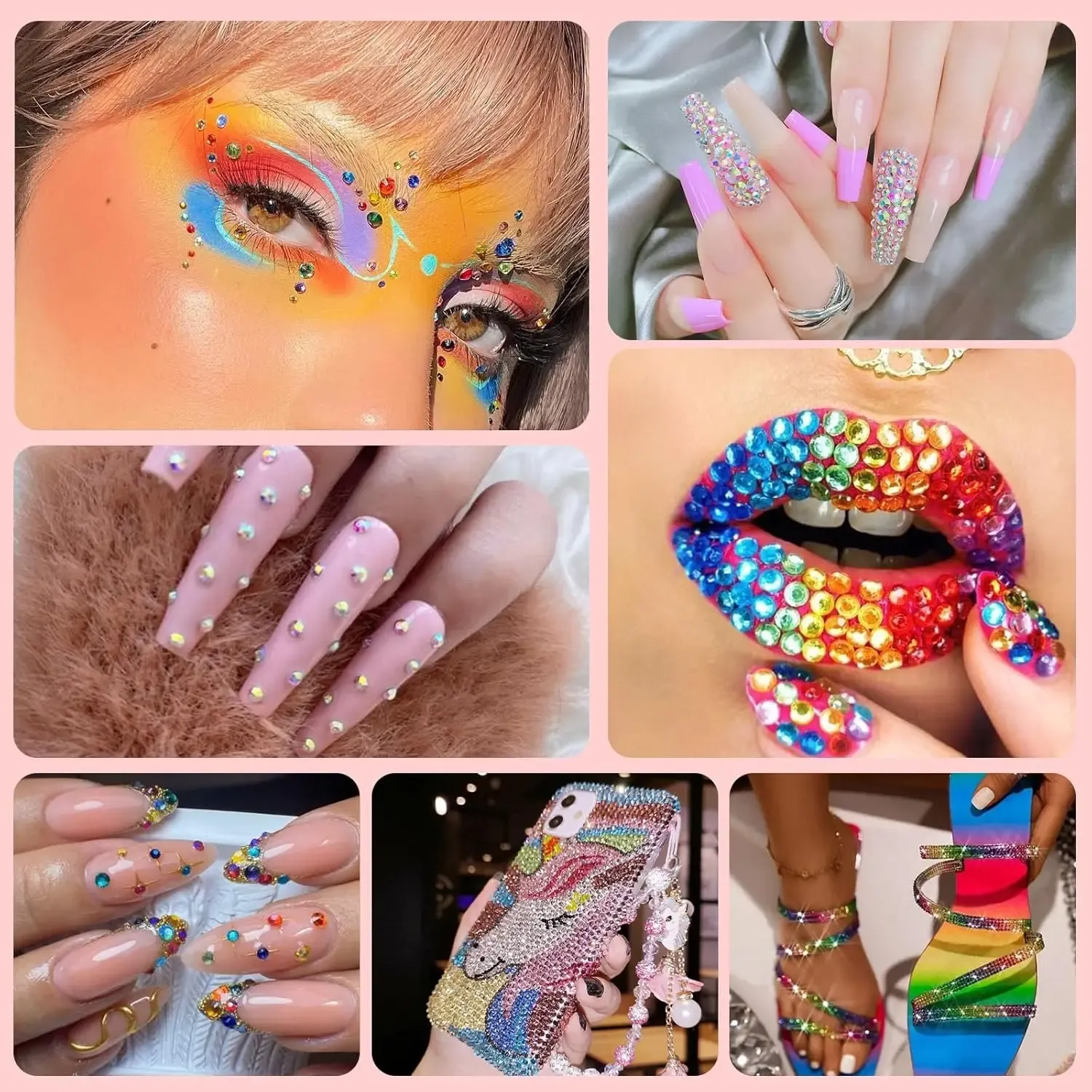 Kit de 15 strass plats en résine effet gelée 3 mm avec 3 colles B7000 de 10 ml pour nail art et décoration 4