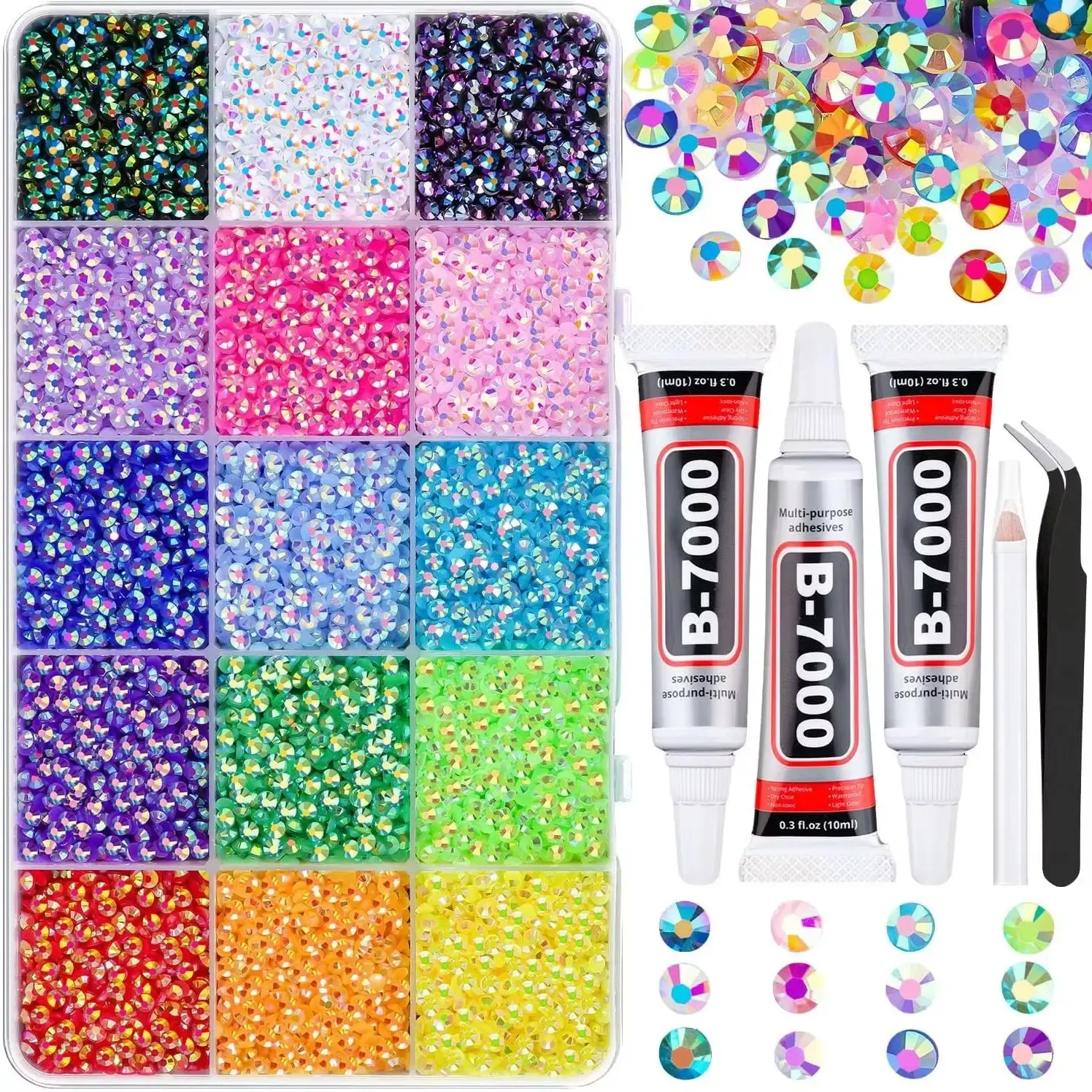 Assortiment de strass en résine effet gelée aux couleurs éclatantes