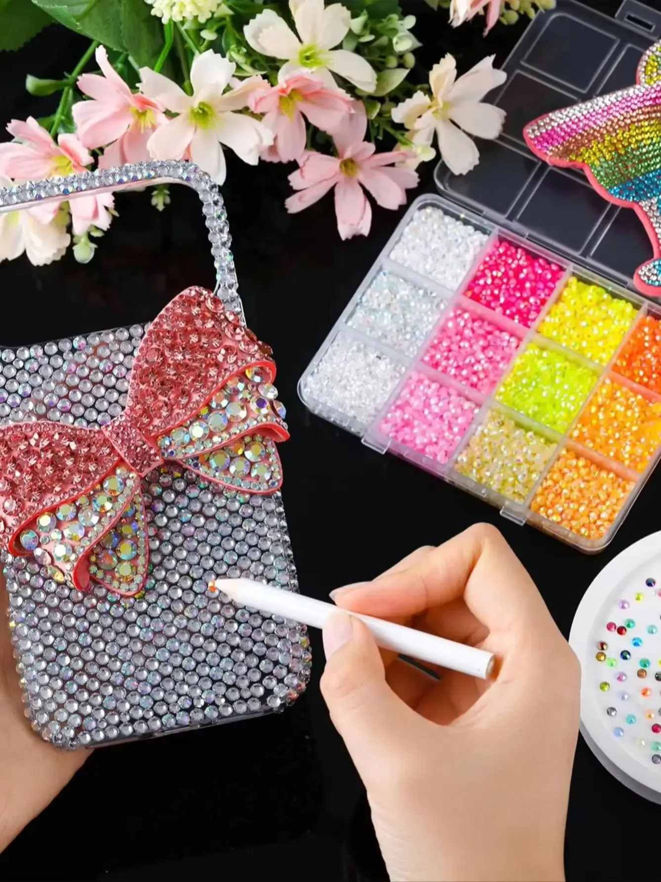 Kit de strass et colle pour nail art professionnel