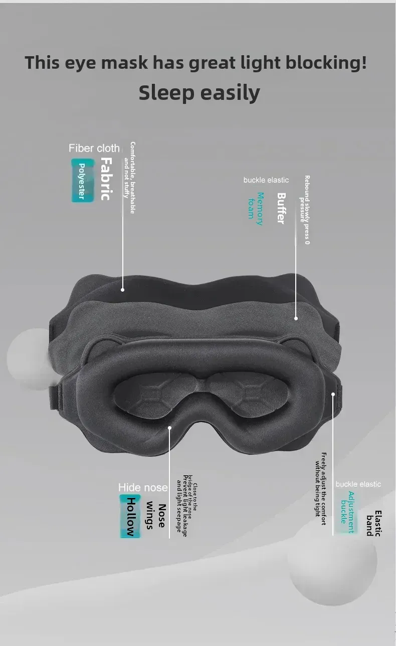 Masque de sommeil 3D, protection contre la lumière