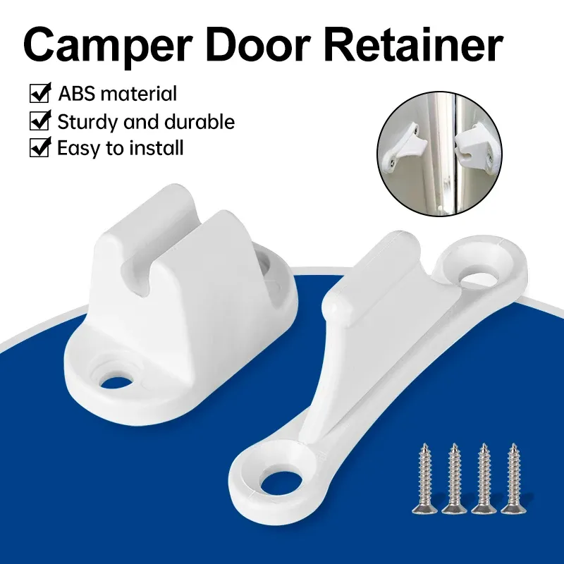 Hurhome Arrêt de porte en forme de T, ensemble de boucles fixes pour camping-cars, blanc et noir 2