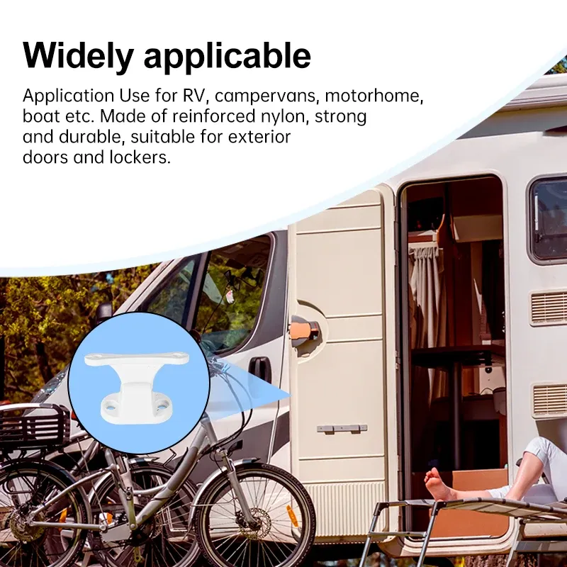 Hurhome Arrêt de porte en forme de T, ensemble de boucles fixes pour camping-cars, blanc et noir 3