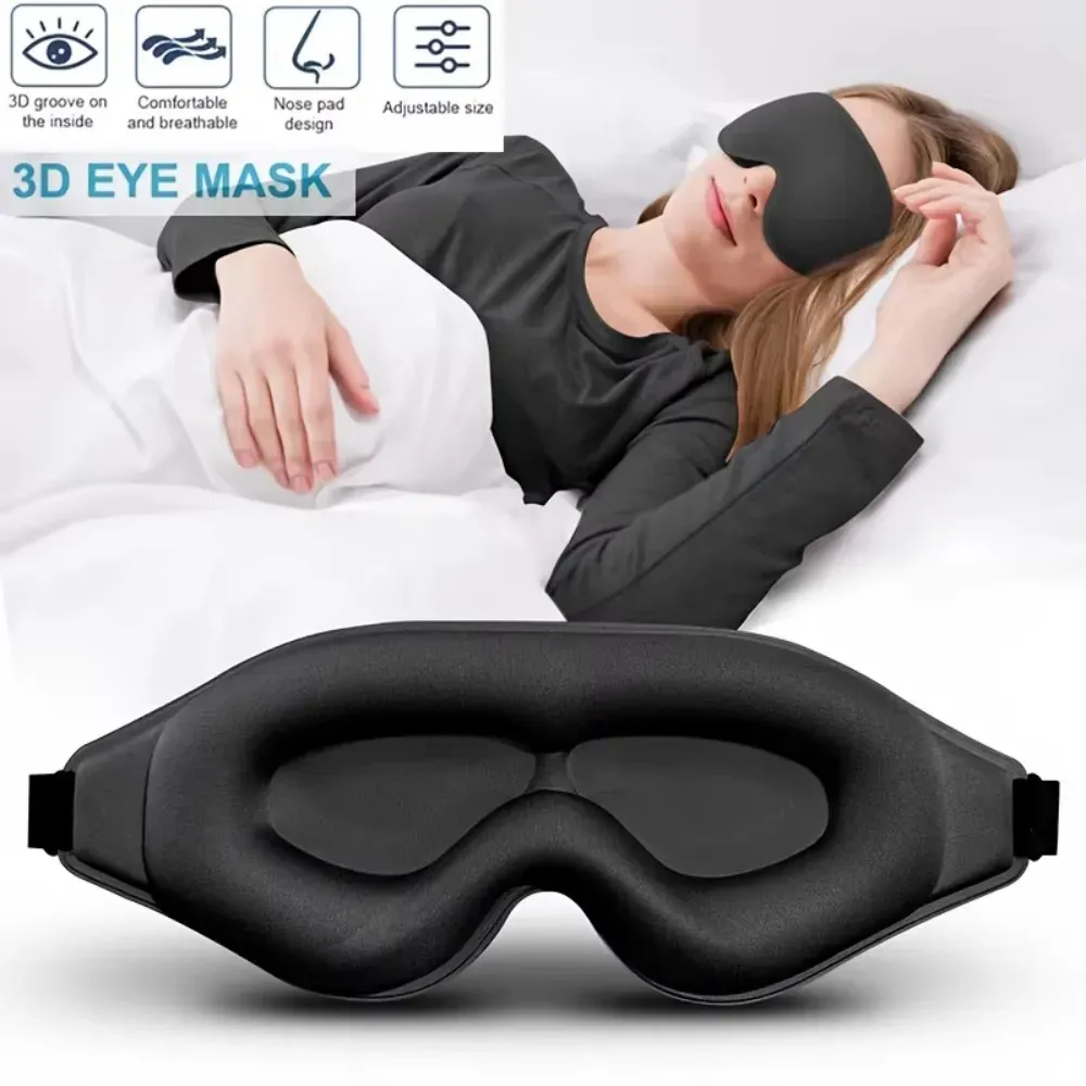 Masque de sommeil 3D confortable et respirant avec coussinet nasal et taille ajustable, occultant, pour dormir, voyager et faire la sieste - Image 1