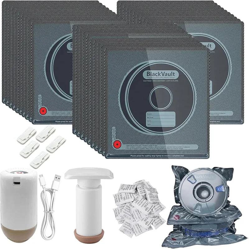 Sac de rangement sous vide pour filament noir (PLA, ABS, PETG) avec 10 déshydratants, pompe automatique et 5 pinces de scellage pour impression 3D - Image 1