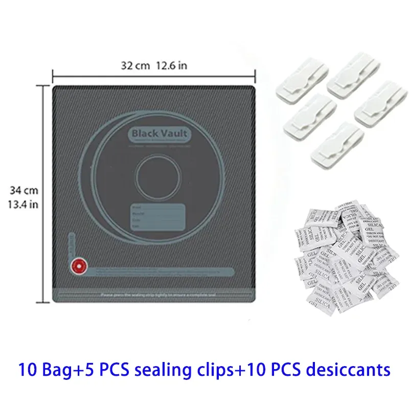 Sac de rangement sous vide pour filament noir (PLA, ABS, PETG) avec 10 déshydratants, pompe automatique et 5 pinces de scellage pour impression 3D 11