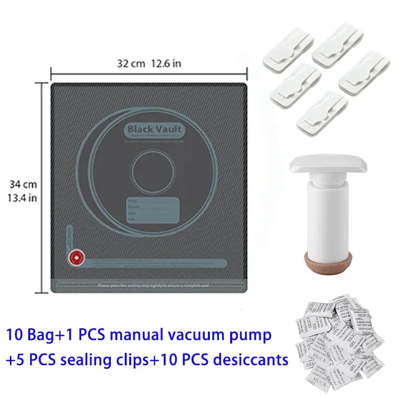 Sac de rangement sous vide pour filament noir (PLA, ABS, PETG) avec 10 déshydratants, pompe automatique et 5 pinces de scellage pour impression 3D 9