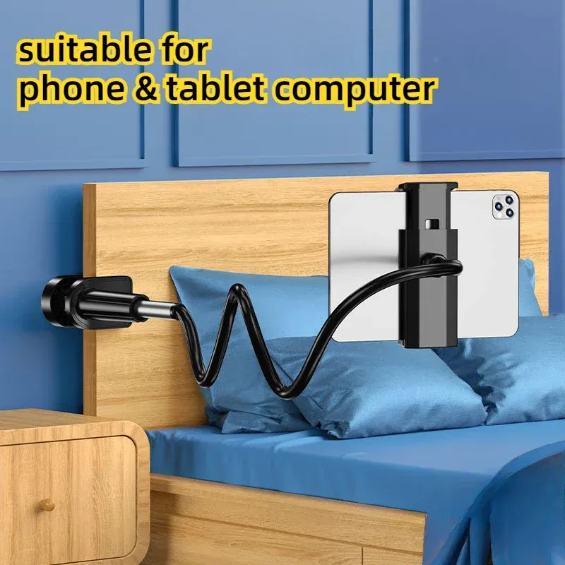 Support de tablette pour lit rotatif à 360° avec bras métallique de 90 cm, compatible tablettes et téléphones de 4,7 à 12,9 pouces 2