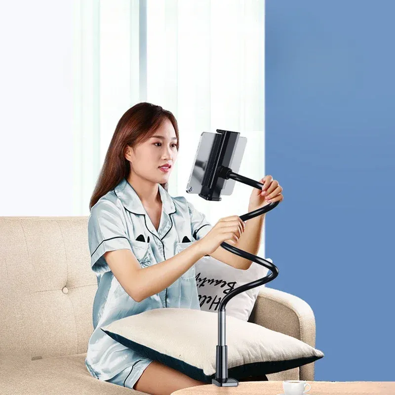 Support de tablette pour lit rotatif à 360° avec bras métallique de 90 cm, compatible tablettes et téléphones de 4,7 à 12,9 pouces 5