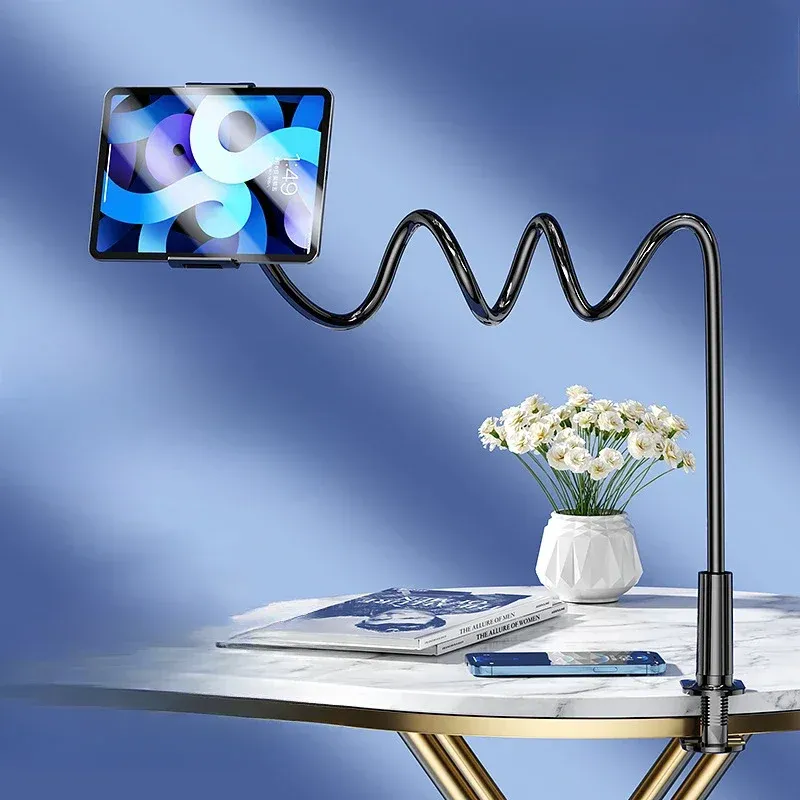 Support de tablette pour lit rotatif à 360° avec bras métallique de 90 cm, compatible tablettes et téléphones de 4,7 à 12,9 pouces 8