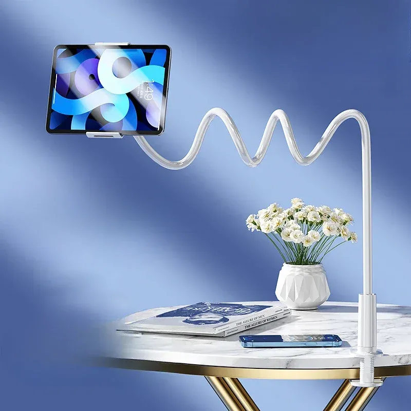 Support de tablette pour lit rotatif à 360° avec bras métallique de 90 cm, compatible tablettes et téléphones de 4,7 à 12,9 pouces 7
