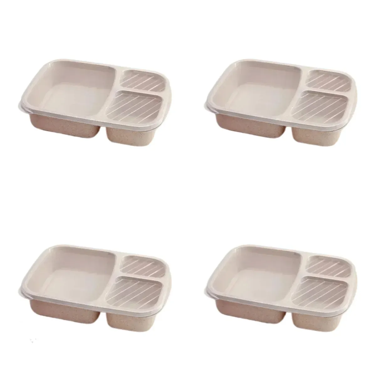 Ensemble de 2 boîtes à lunch Bento à 3 compartiments en paille de blé pour la préparation des repas 13