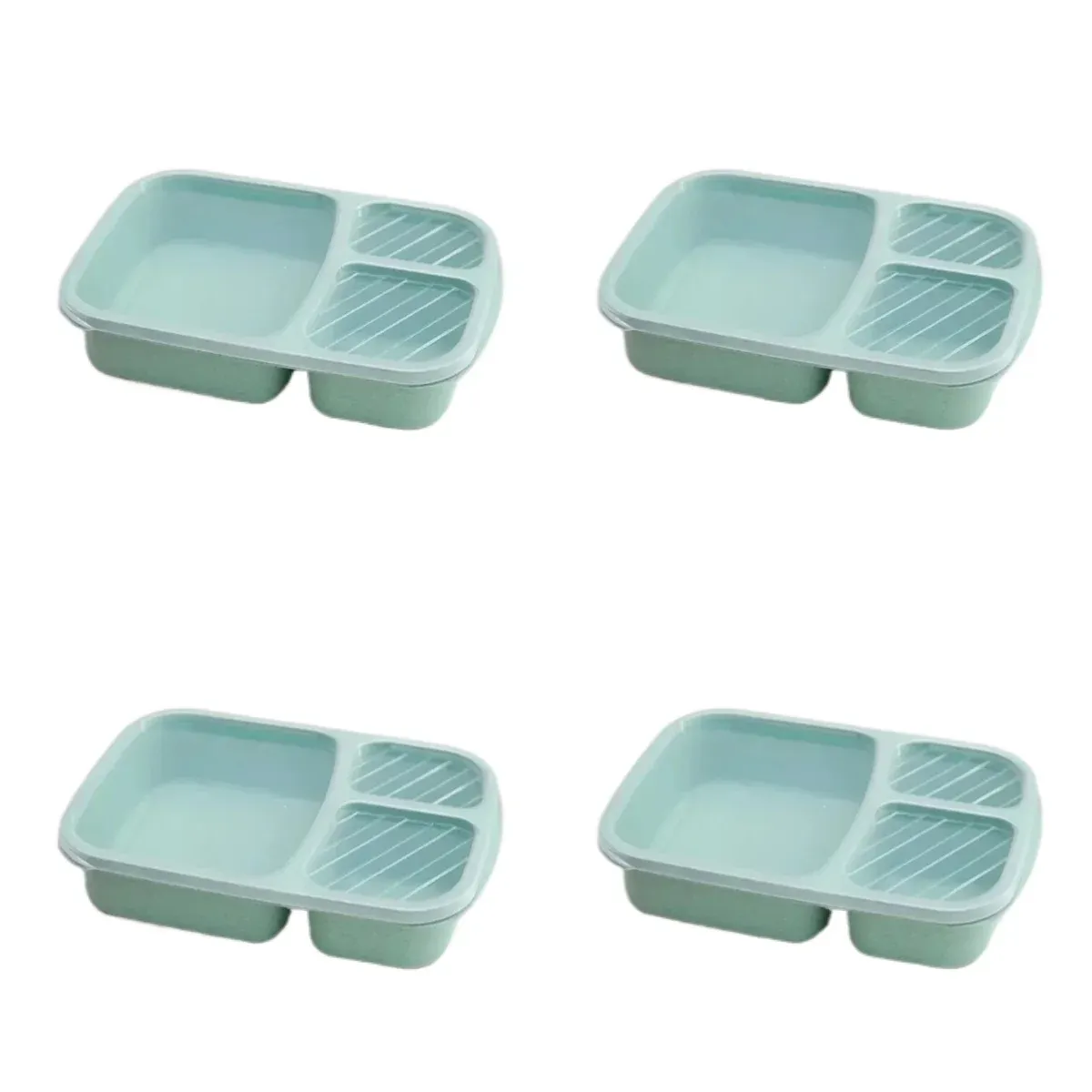 Ensemble de 2 boîtes à lunch Bento à 3 compartiments en paille de blé pour la préparation des repas 8