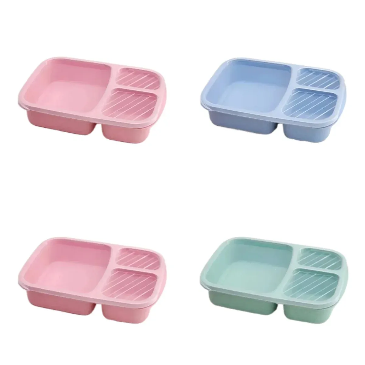 Ensemble de 2 boîtes à lunch Bento à 3 compartiments en paille de blé pour la préparation des repas 18