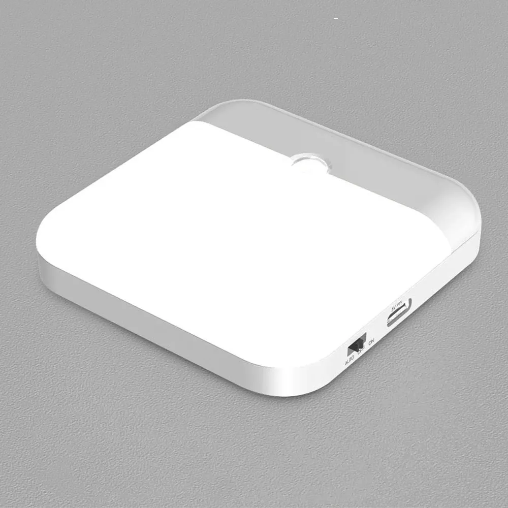 Lampe LED carrée avec détecteur de mouvement, rechargeable par USB, pour chambre, cuisine, escalier, couloir et placard 11