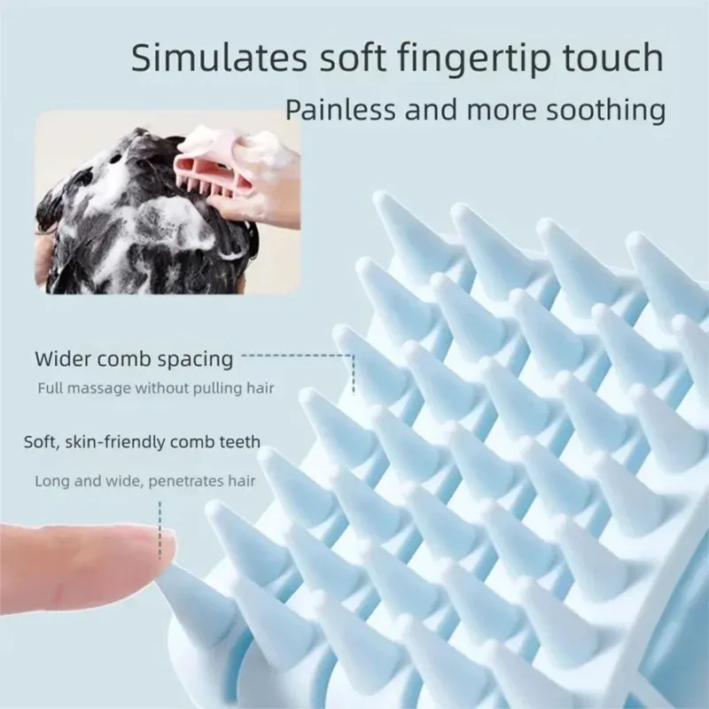 Peigne à shampoing en silicone pour massage du cuir chevelu 4