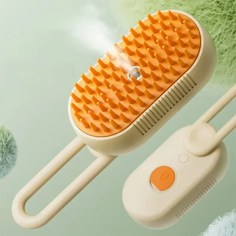 Brosse électrique 3 en 1 pour chiens et chats : toilettage, massage et pulvérisation