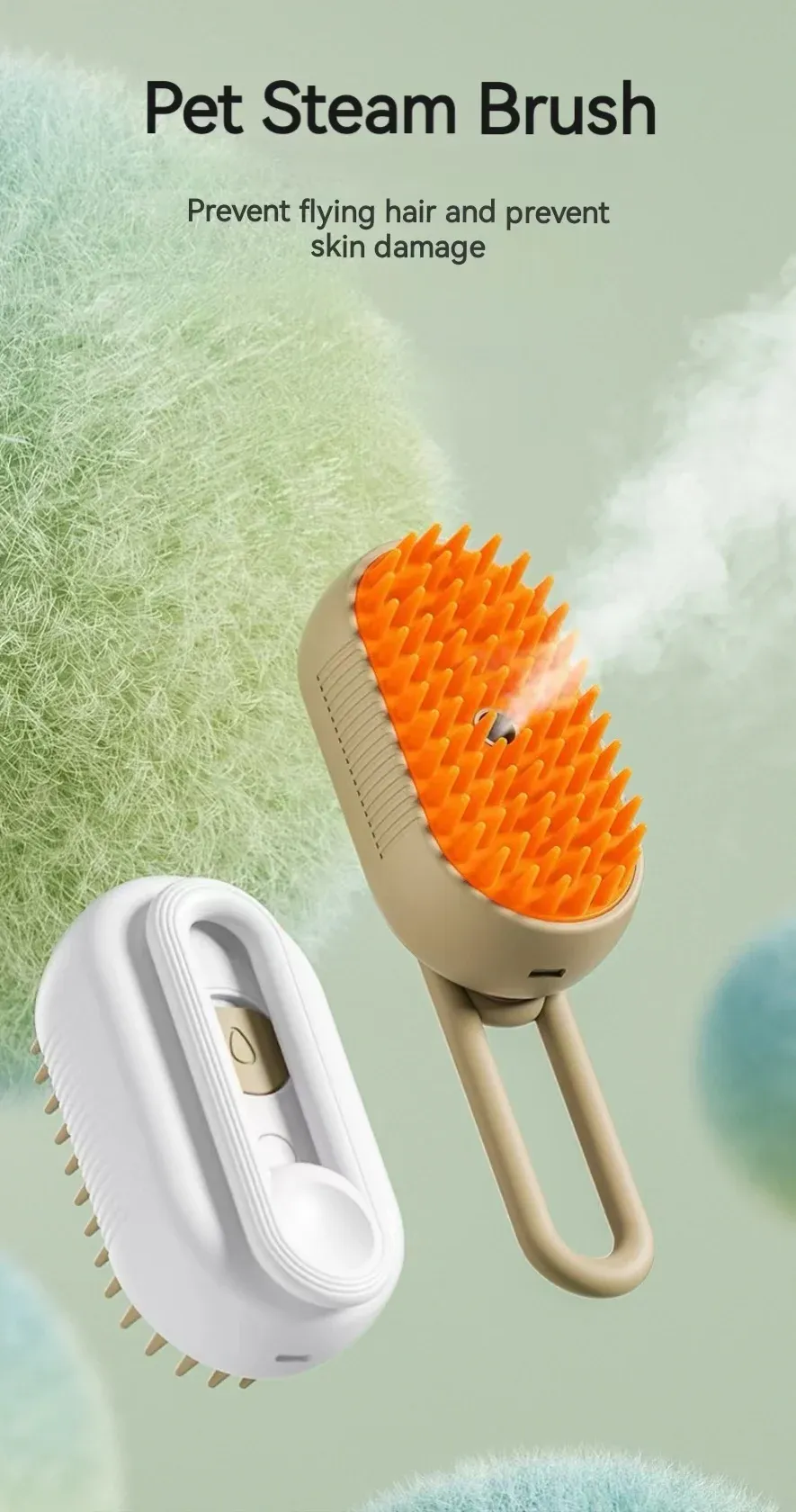 Brosse électrique 3 en 1 pour chien et chat, vue d'ensemble