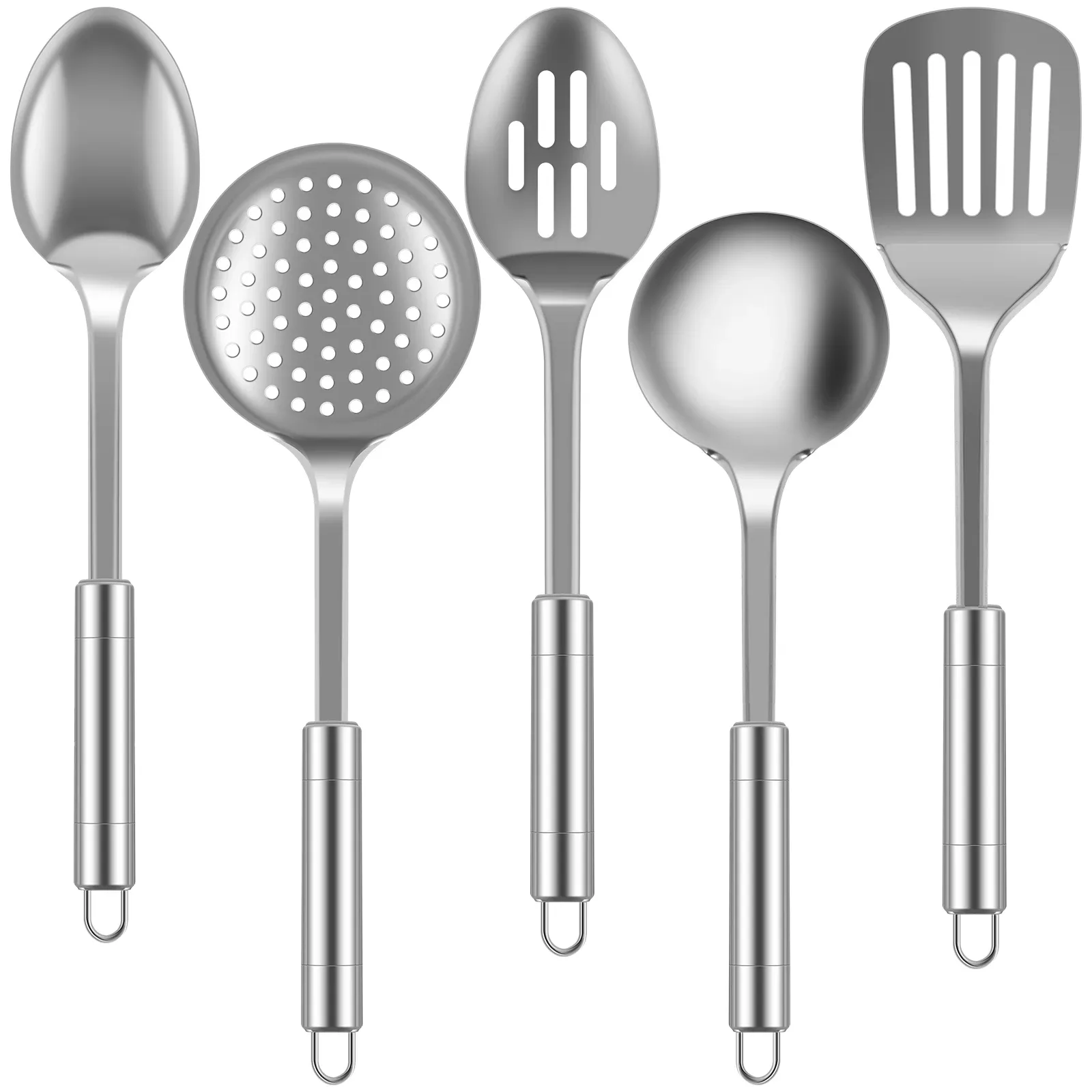 Ensemble de 5 ustensiles de cuisine en acier inoxydable : pelle, cuillère à soupe, spatule et ustensiles de table 7