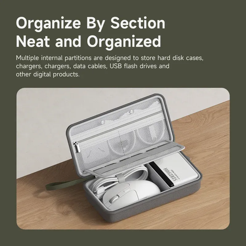 Pochette organisateur électronique de voyage pour câbles, chargeur, carte SD, souris et batterie externe, format portable 2