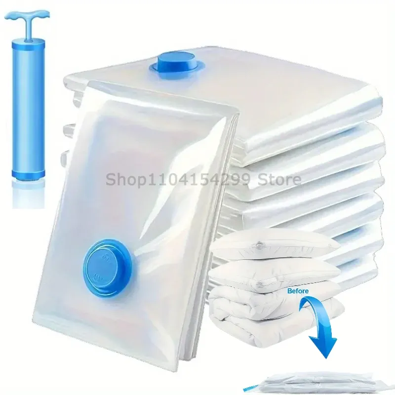 Sacs de rangement sous vide, lot de 5 avec pompe, sacs scellés pour couettes, vêtements, oreillers, literie et couvertures - Image 1