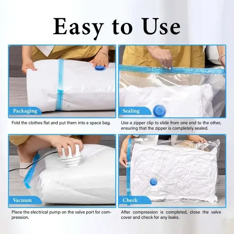 Sacs de rangement sous vide, lot de 5 avec pompe, sacs scellés pour couettes, vêtements, oreillers, literie et couvertures 3