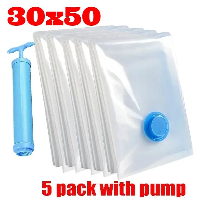 Sacs de rangement sous vide, lot de 5 avec pompe, sacs scellés pour couettes, vêtements, oreillers, literie et couvertures 11