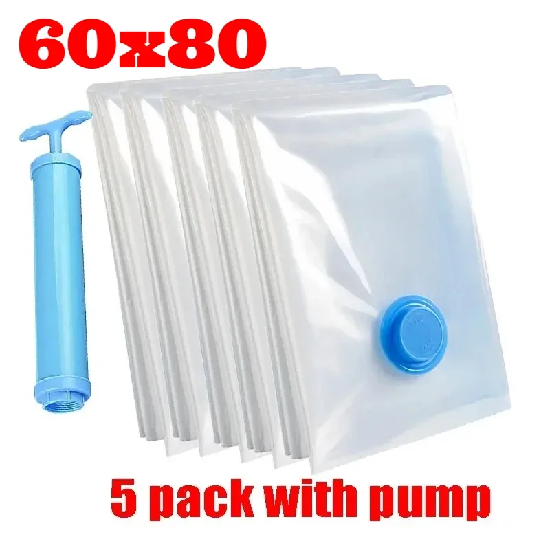 Sacs de rangement sous vide, lot de 5 avec pompe, sacs scellés pour couettes, vêtements, oreillers, literie et couvertures 13