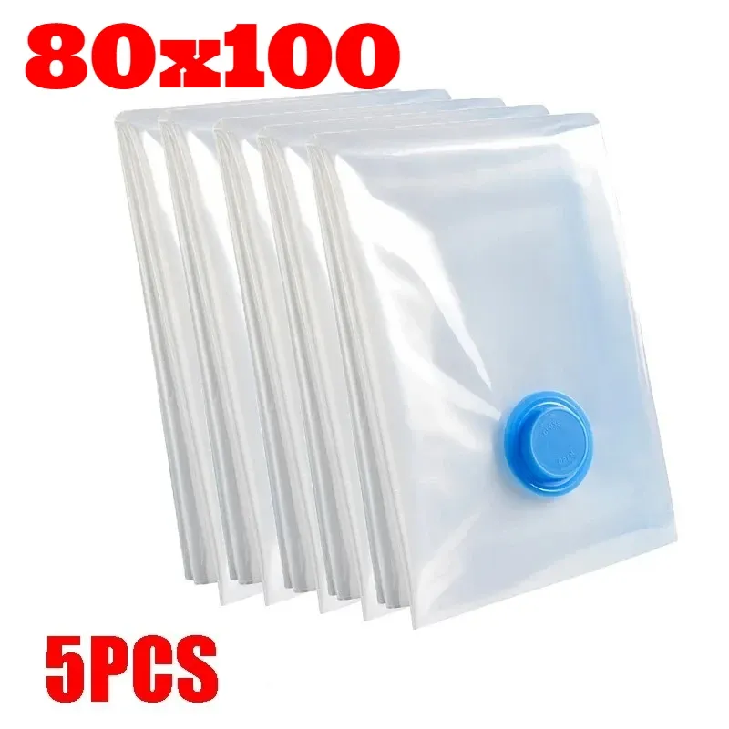 Sacs de rangement sous vide, lot de 5 avec pompe, sacs scellés pour couettes, vêtements, oreillers, literie et couvertures 12