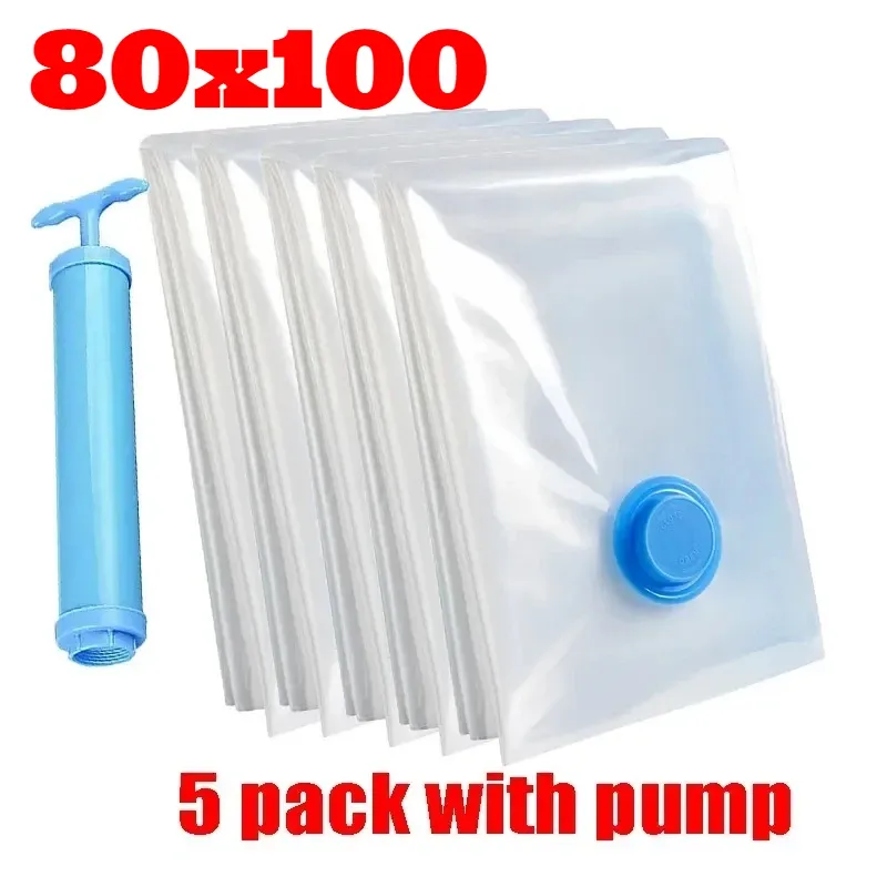 Sacs de rangement sous vide, lot de 5 avec pompe, sacs scellés pour couettes, vêtements, oreillers, literie et couvertures 17