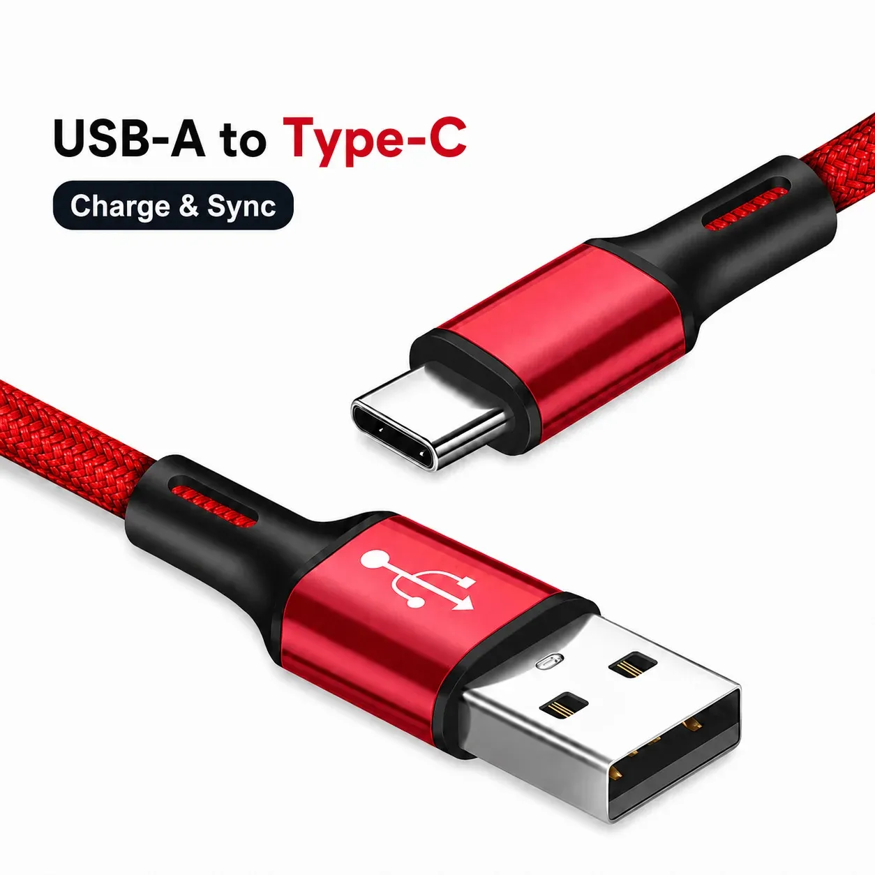 Câble USB-A vers USB-C court 0,25 m, charge rapide 3 A, transfert de données, cordon en nylon tressé pour batterie externe, iPhone 15, Samsung, smartphone Android 2