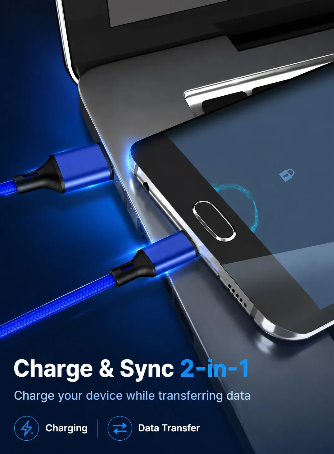 Câble USB-A vers Type-C, finition tressée