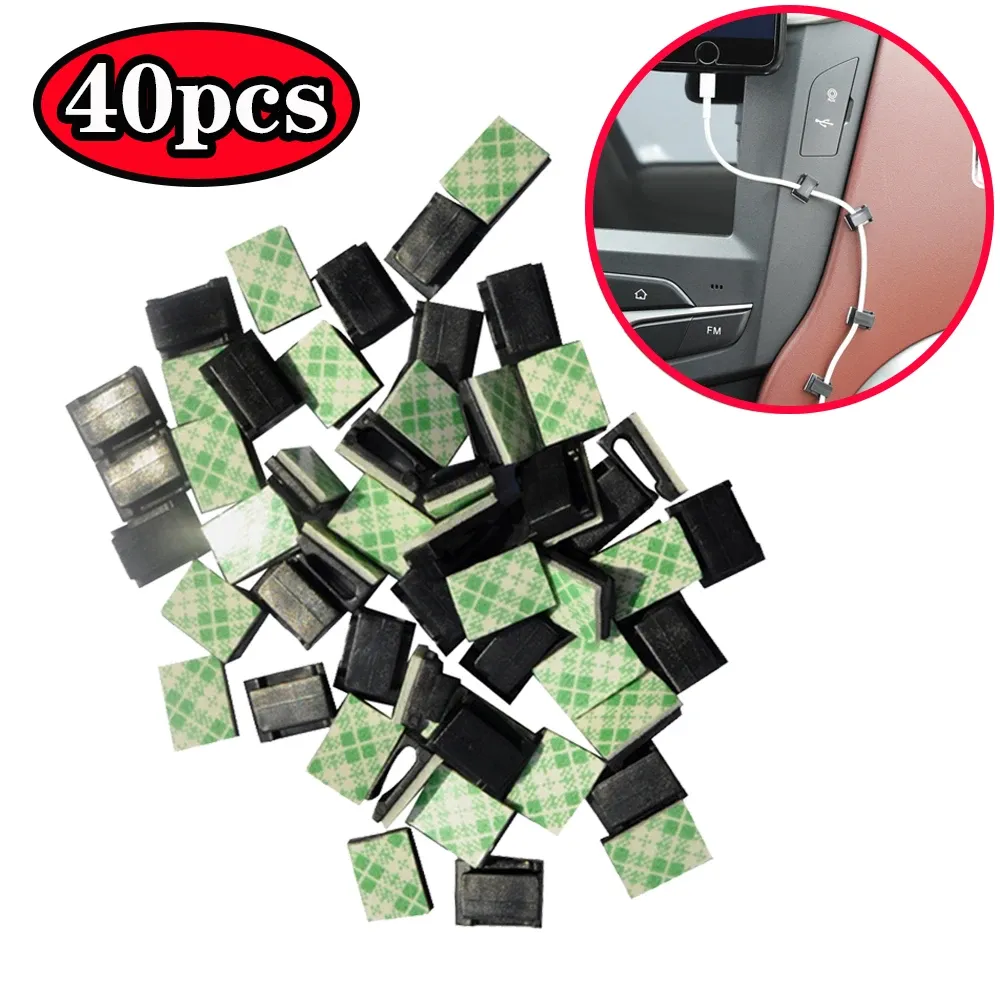 Clips de fixation auto-adhésifs pour voiture, lot de 40 pièces, serre-câbles et supports de montage intérieur - Image 1