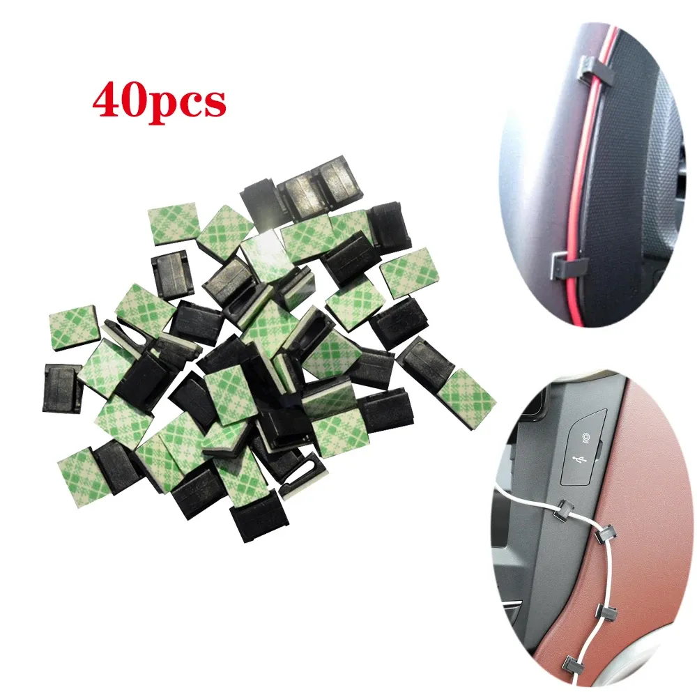 Clips de fixation auto-adhésifs pour voiture, lot de 40 pièces, serre-câbles et supports de montage intérieur 2