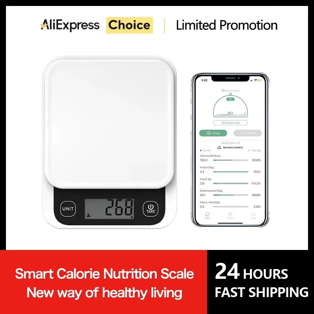 Balance de cuisine intelligente 5 kg, précision 0,1 g, avec application de calcul nutritionnel - Image 1