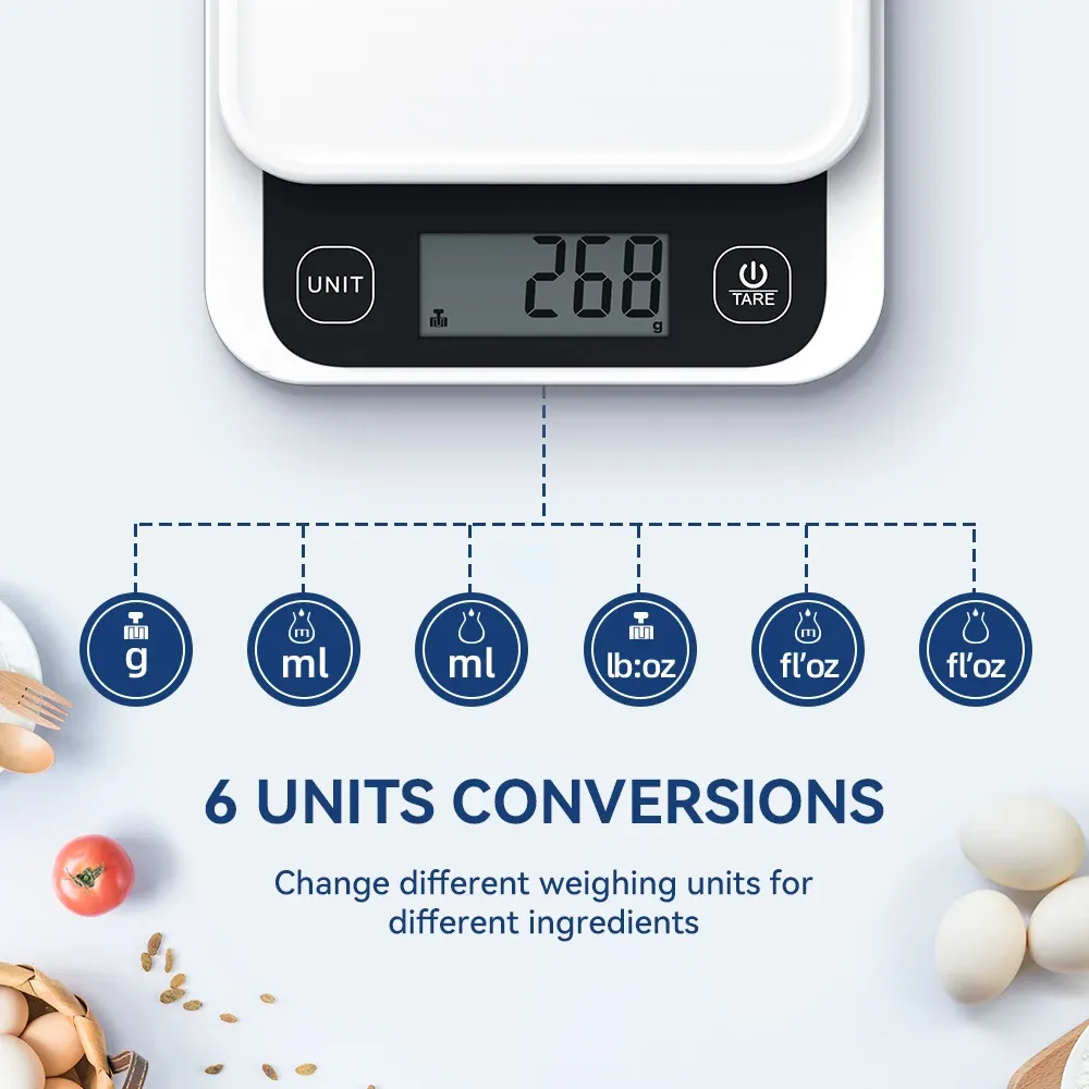 Balance de cuisine intelligente 5 kg, précision 0,1 g, avec application de calcul nutritionnel 3