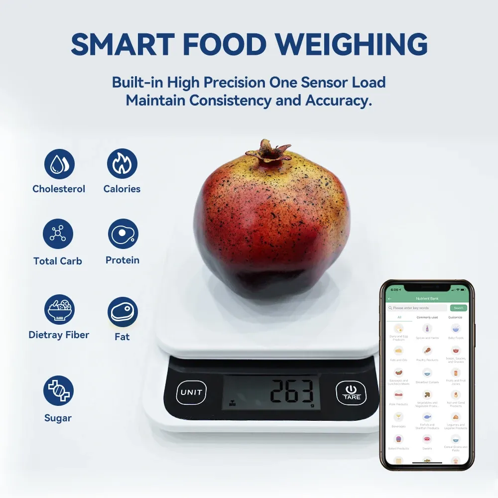 Balance de cuisine intelligente 5 kg, précision 0,1 g, avec application de calcul nutritionnel 4