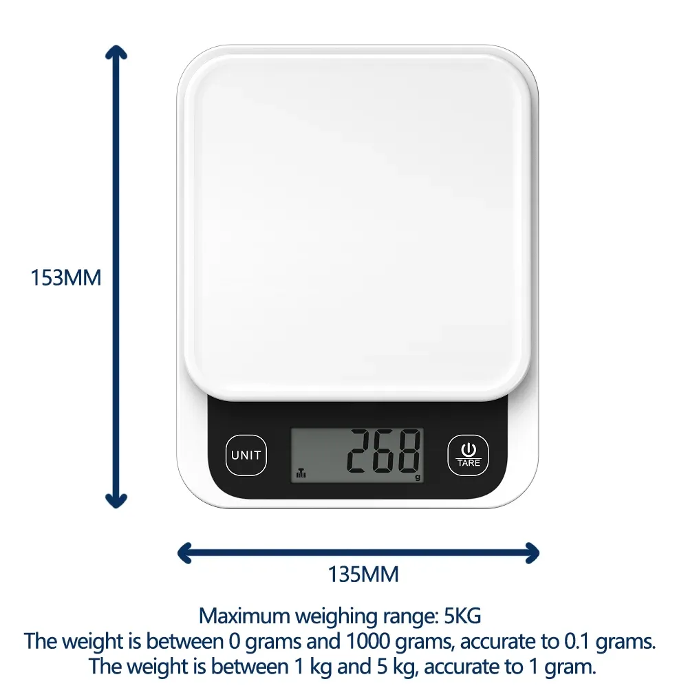 Balance de cuisine intelligente 5 kg, précision 0,1 g, avec application de calcul nutritionnel 7