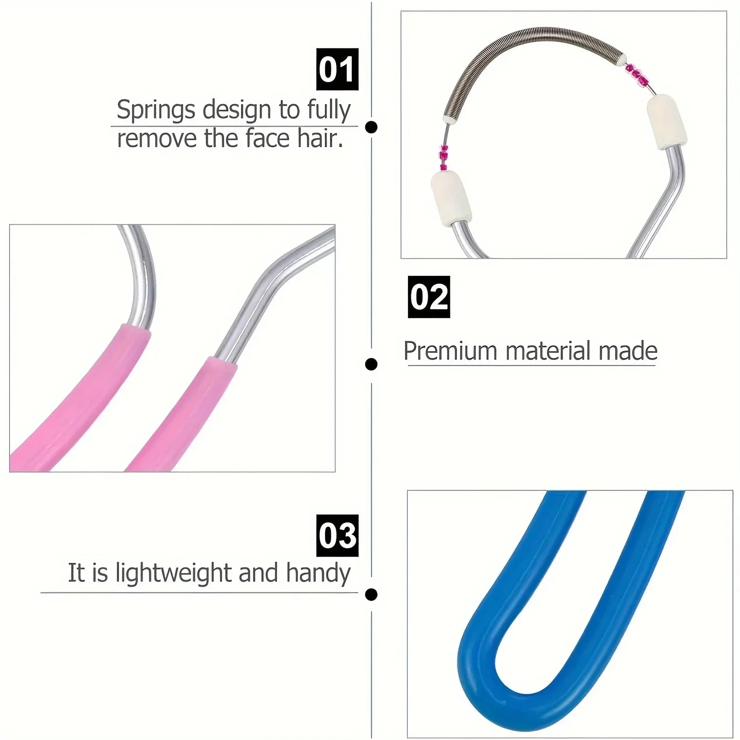 Épilateur facial électrique sans fil à rouleau à ressort, indolore et portable pour lèvres, sourcils et joues, lot de 1 ou 2 pièces 3