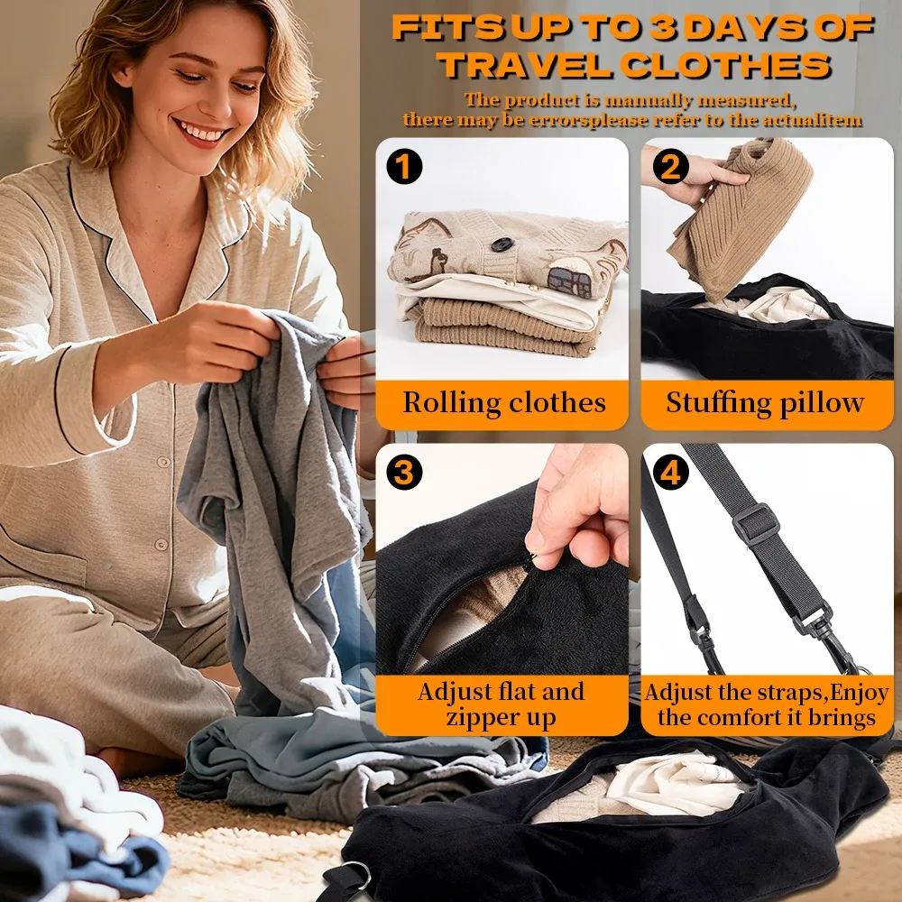 Oreiller de voyage confortable, réglable, en forme de U, lavable, multifonctionnel, pliable, portable, pour avion 3