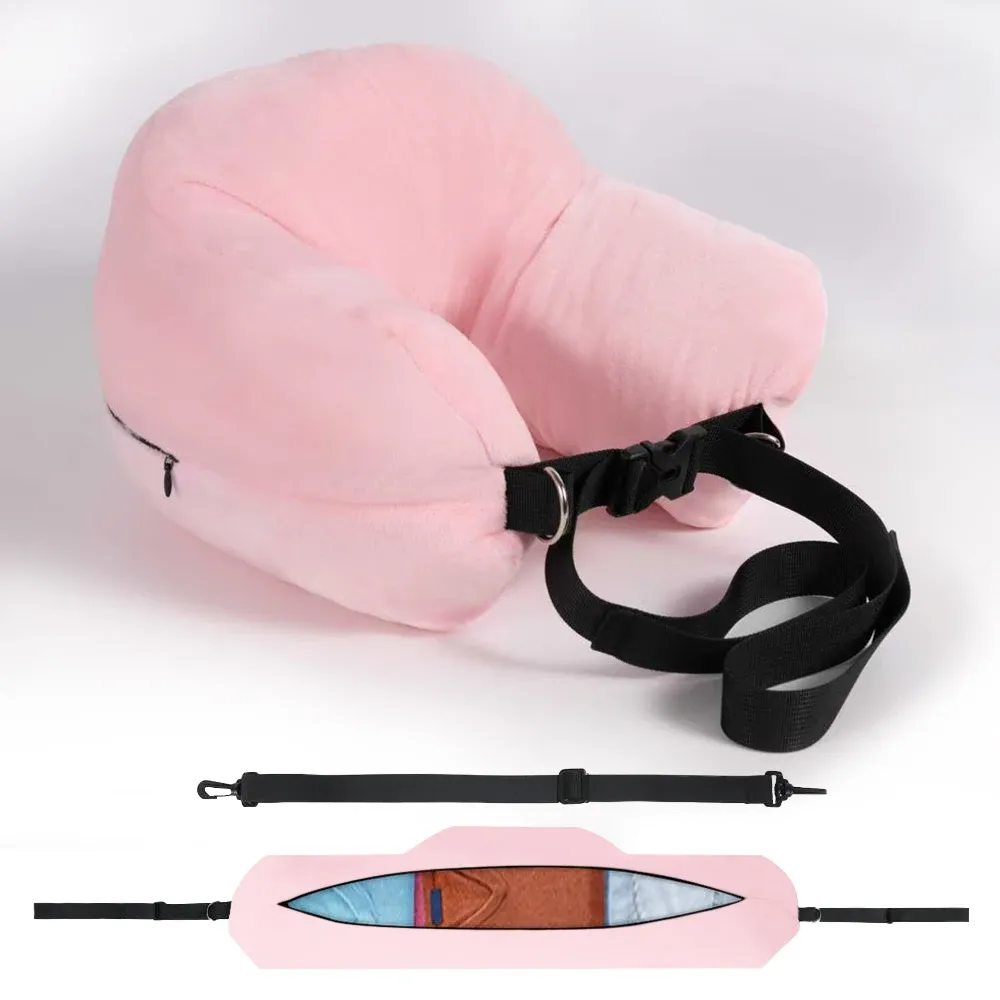 Oreiller de voyage confortable, réglable, en forme de U, lavable, multifonctionnel, pliable, portable, pour avion 9