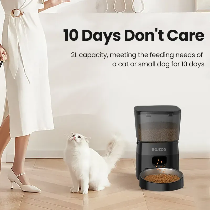 Distributeur automatique de croquettes ROJECO pour chats et chiens, modèle à bouton 4