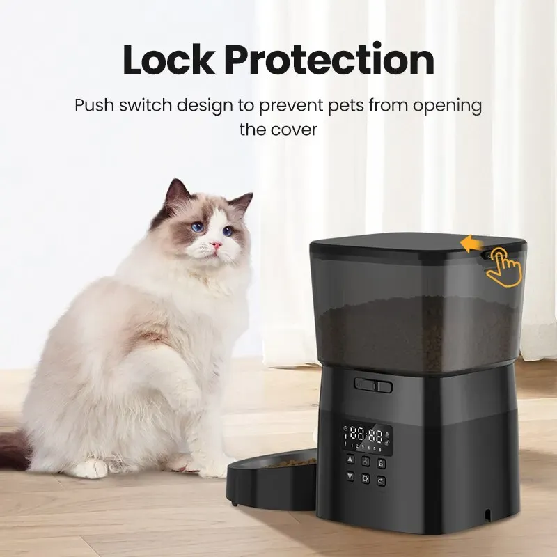 Distributeur automatique de croquettes ROJECO pour chats et chiens, modèle à bouton 6