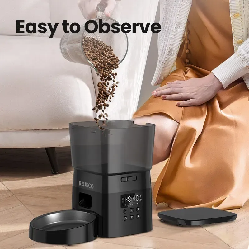 Distributeur automatique de croquettes ROJECO pour chats et chiens, modèle à bouton 5